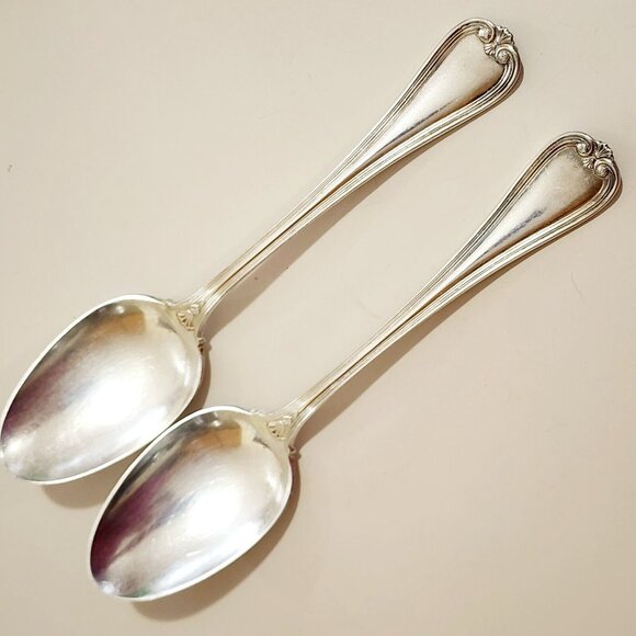 Priscilla 1900 by 1847 Rogers Bros Silverplate Serving Spoons 8.25" set of 2 - Picture 2 of 10